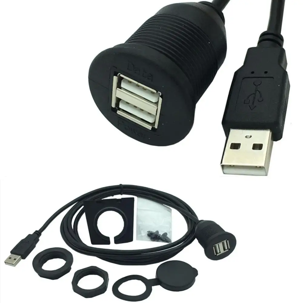 Cavo di prolunga Audio per cruscotto USB impermeabile a doppia porta Usb per auto stereo Audio per auto a due autobus maschio