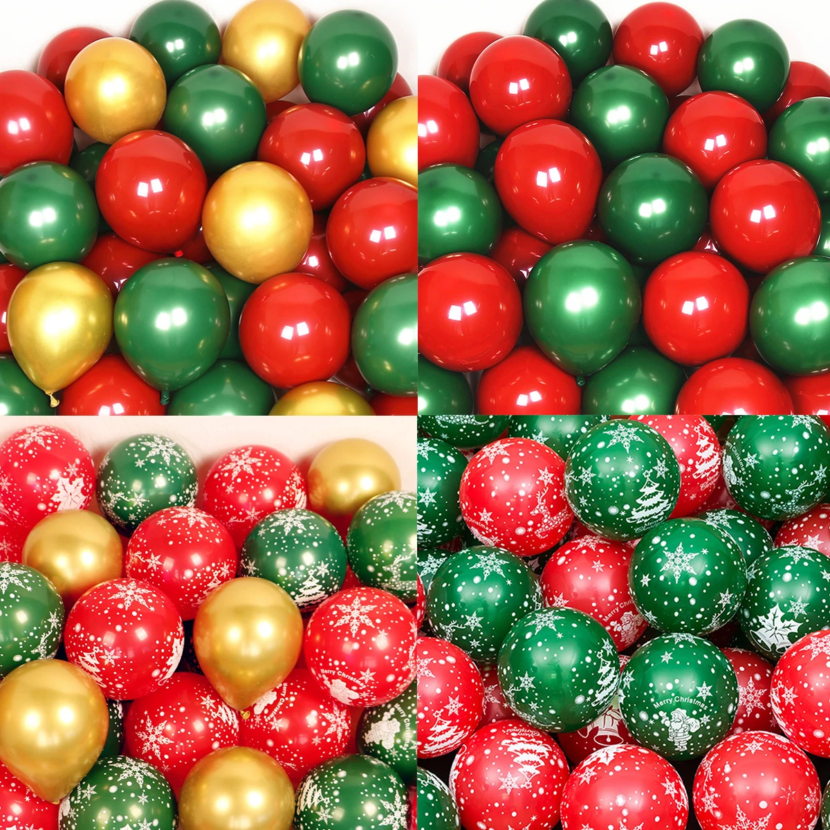 

Red Green Gold Betal Matte Globos Party Christmas Snowman Christmas Tree Santa Claus Printing Snowman Latex Balloons Decorations