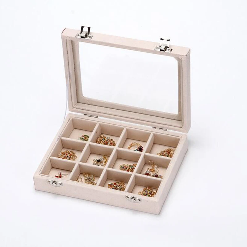 

Top Fashion Luxury 12 Grids Jewelry Box Rings Earrings Necklaces Makeup Holder Choker Organizer Women Jewellery Storage Display