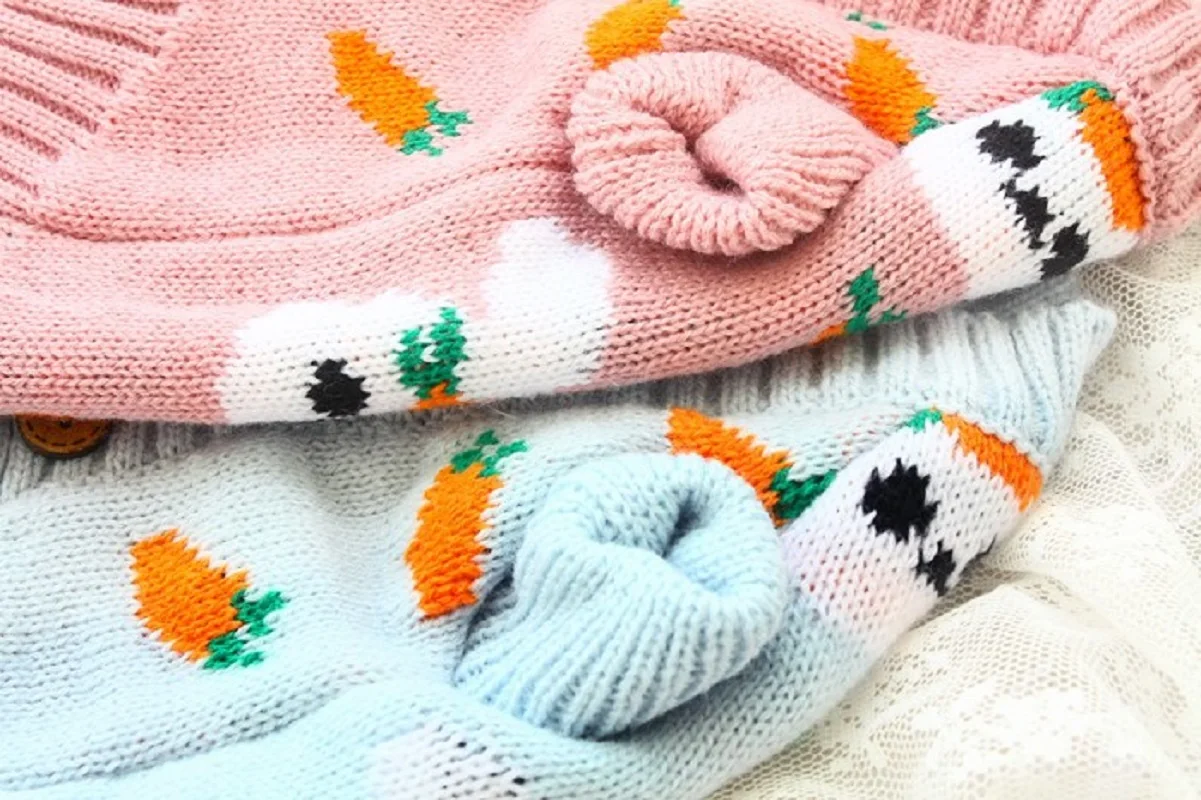 Dog Clothes Pet Sweater Jumper Adorable Soft Knitwear Fashion Fake Cardigan Carrot Rabbit Holiday Spring Autumn Happy Walking