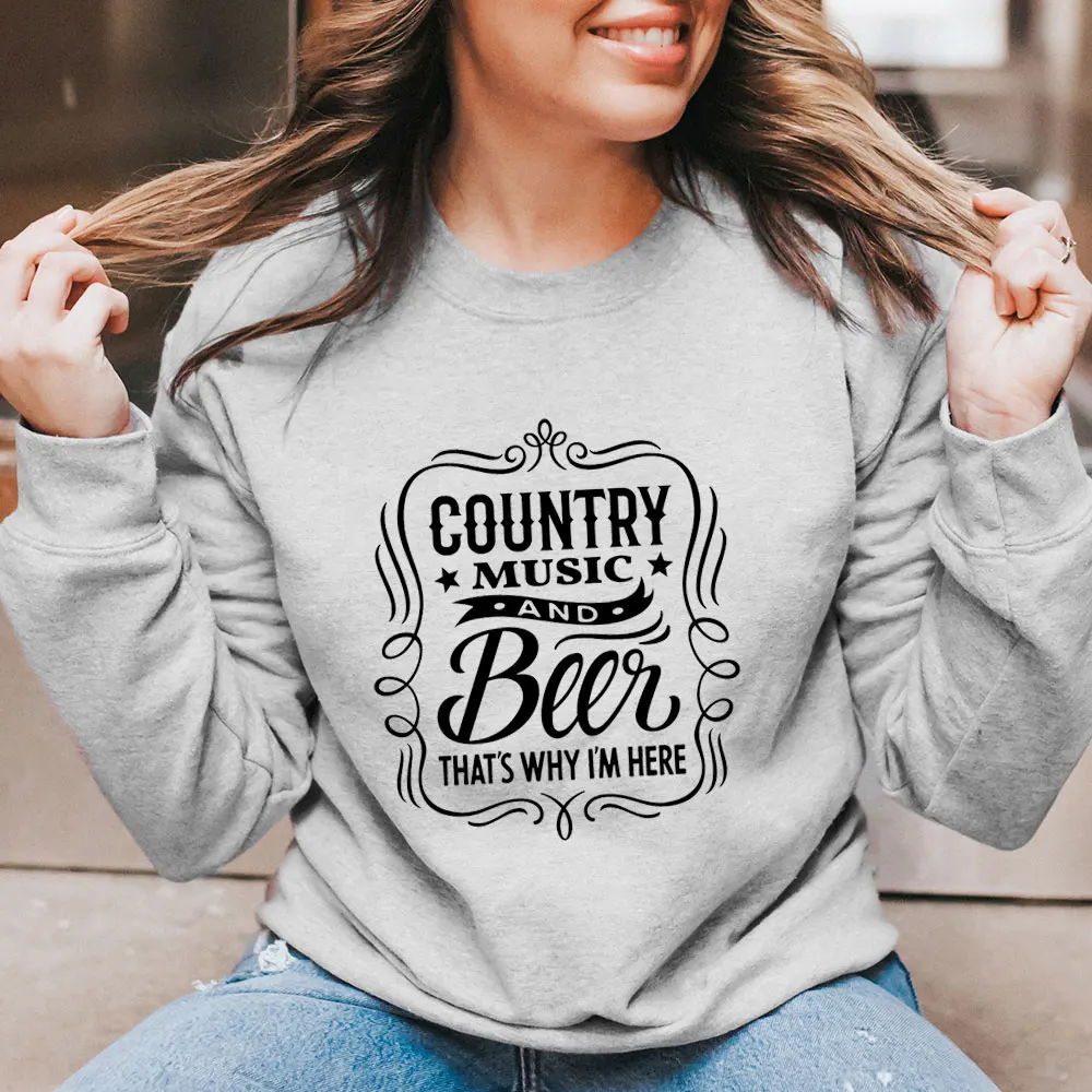 Country Music New Arrival  100%Cotton Women Sweatshirt Unisex Funny Casual Winter Long Sleeve Top Country Girl Gift Vintage Top