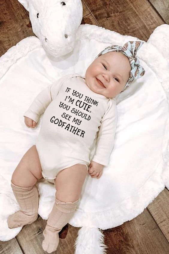 

If You Think I'm Cute You Should See My Godfather Newborn Kids Clothes Baby Infant Boy Girl Cotton Romper Jumpsuit Outfit