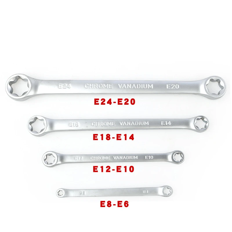 4pcs/set Box End Wrench Tools Set E6 - E24 Double Ended Spanner E Torx Star Ratchet Wrench Set