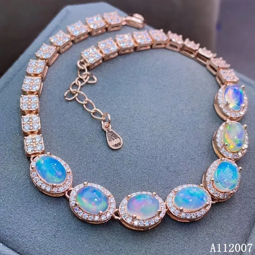 

KJJEAXCMY fine jewelry 925 sterling silver inlaid natural opal bracelet delicate female popular bracelet Party Birthday Gift