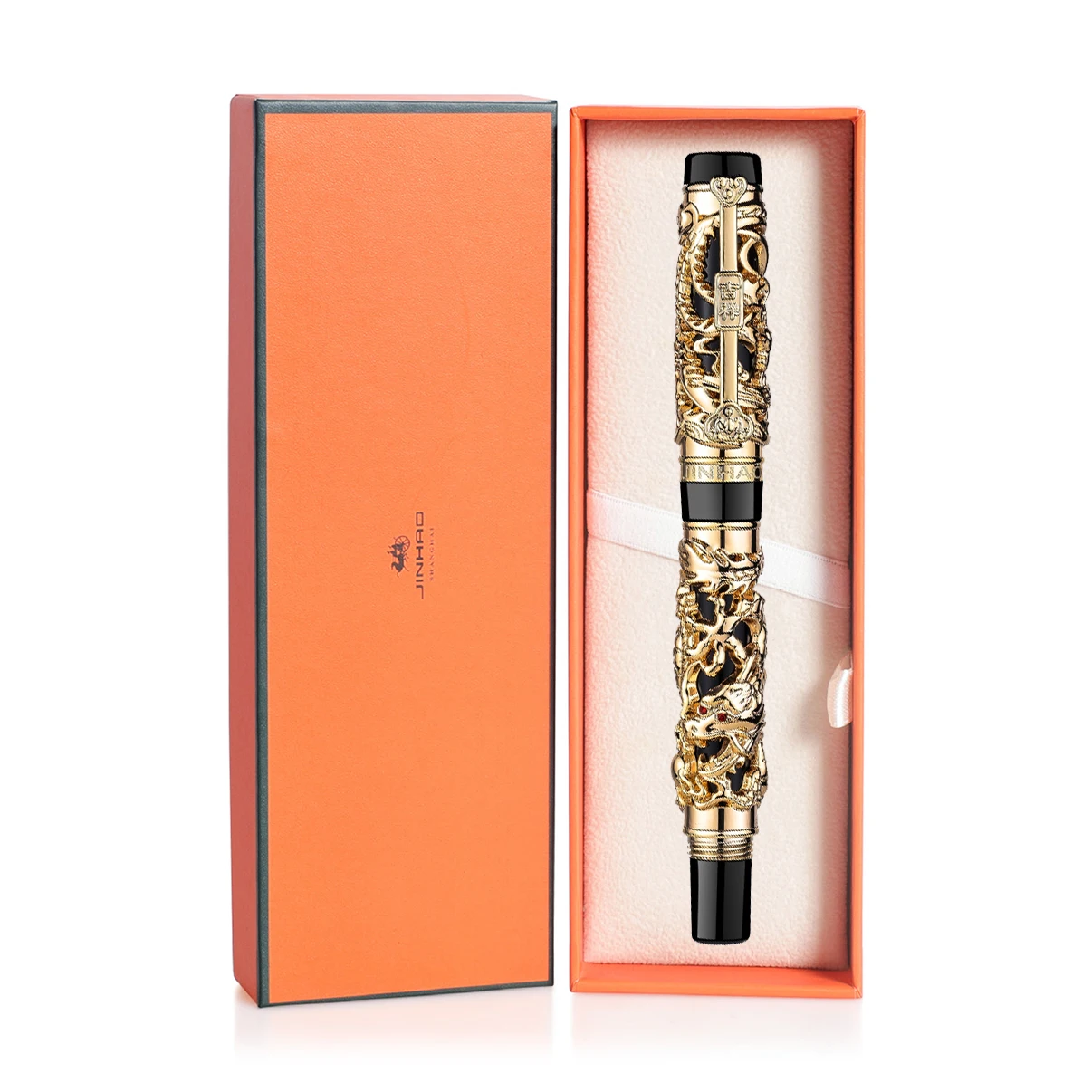 

Jinhao Fountain Pen Luxury Vintage Pen Gift Box Set 0.5mm Medium /1.0mm Curved Nib Dragon and Phoenix Ink Pens for Writing