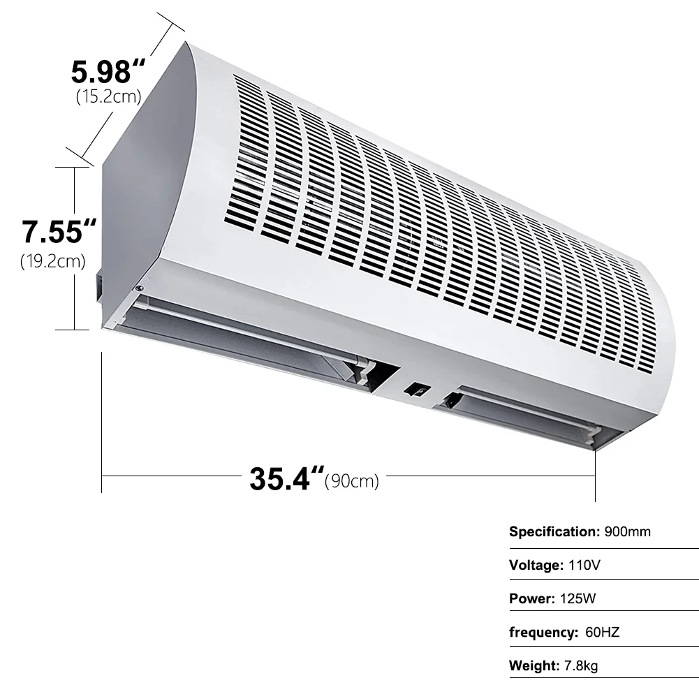 Tenda d'aria commerciale da 36'' a 2 velocità con interruttori per porte Ventilatore alto basso certificato CE UL