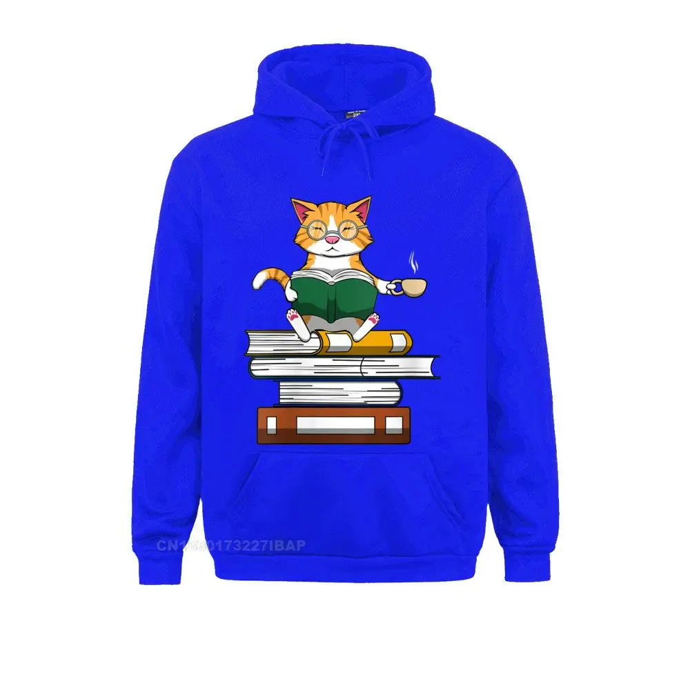 Womens Cute Cat Coffee And Reading Books Kitty Hoodie Hoodies Autumn New Design High Street Men's Sweatshirts Party Sportswears