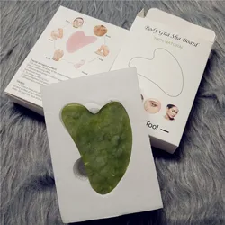 Genuine Jade Stone Massage Natural Quartz Scraper Jade Roller Gua sha Set White Face Lifting Facial Massager Tool for Back Neck