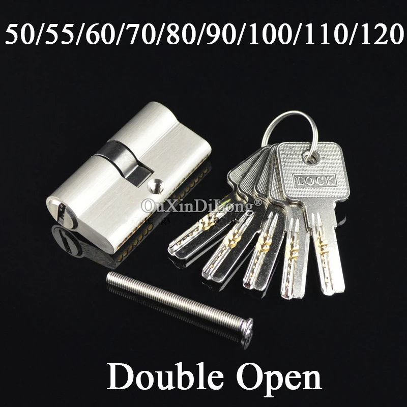 1X Double Open Lock Door Security 50 55 60 65 70 75 80 90 100 110 120mm Cylinder Living Room Lock Handle Brass Key Copper GF323