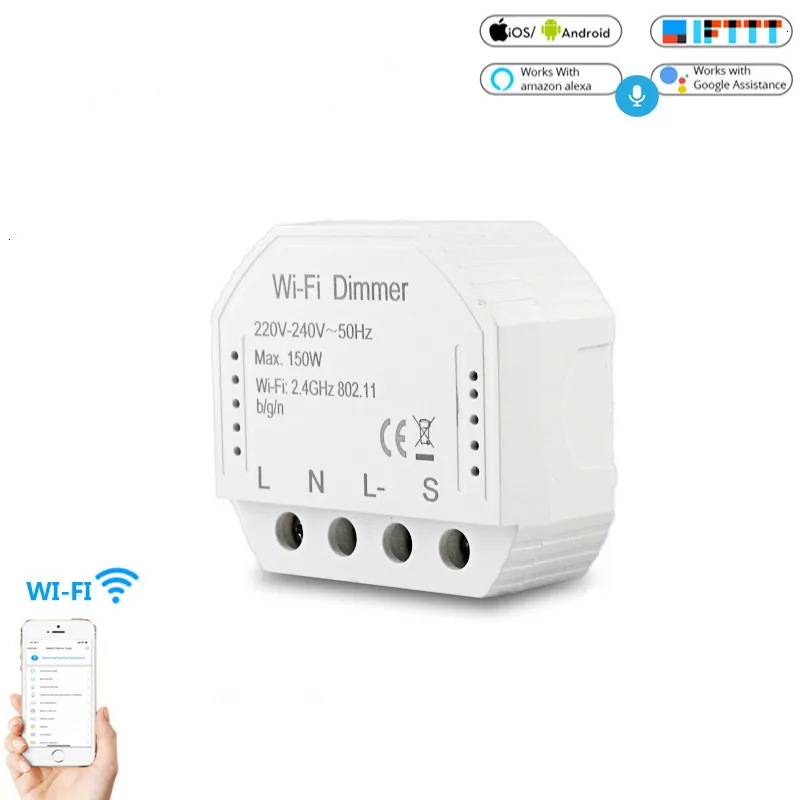 

DIY WIFI Smart Lights LED 220V 240V Dimmer APP Remote Control 1 Way 2 Way Switch Breaker Module Works with Alexa Google Home