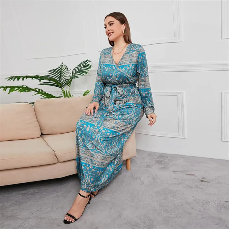 Nahen Osten Muslimischen Gedruckt Maxi Kleid Ethnischen Kaftan Dubai Lose Beiläufige Frauen Arabisch Abaya Islamischen Ramadan Ethnische Maxi Robe Plus