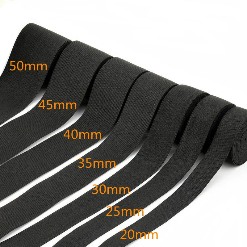 3-5 Yards 3/6/10/12/15/25/30/35/40/45/50/60MM White/black Nylon Highest Elastic Bands Garment Trousers Sewing Accessories