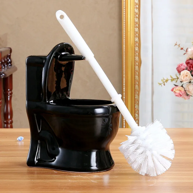 WHYOU Ceramic Base Toilet Brush Holder Creative WC Bathroom Set Decoration Wedding Gifts Clean Tool