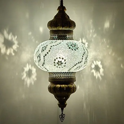 (Choose from 12 Designs) English Moroccan Mosaic Glass Chandelier Lights Hanging Ceiling Lamps (Large-4) (Large-4)