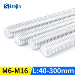 10Pcs Aluminum Alloy Threaded Rod Full-Thread Bar Fully Thread Stud Wire Screw Rod M6 M8 M10 M12 M14x40/50/60/70/80/90/100/200
