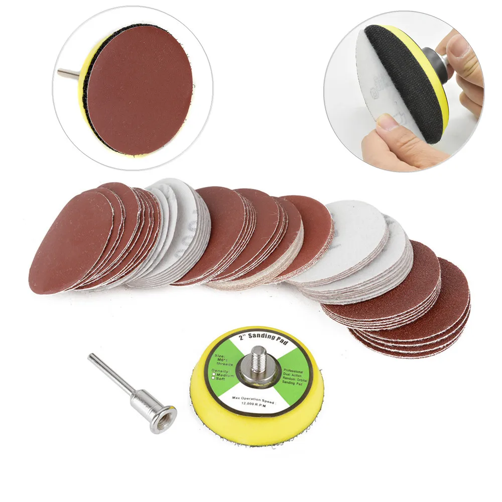 60/100 Buah 100-3000 Set Disk Sanding Grit 1/2 Inci 25/50Mm Loop Alas Pengamplasan dengan 3Mm Shank untuk Alat Pembersih Pemoles