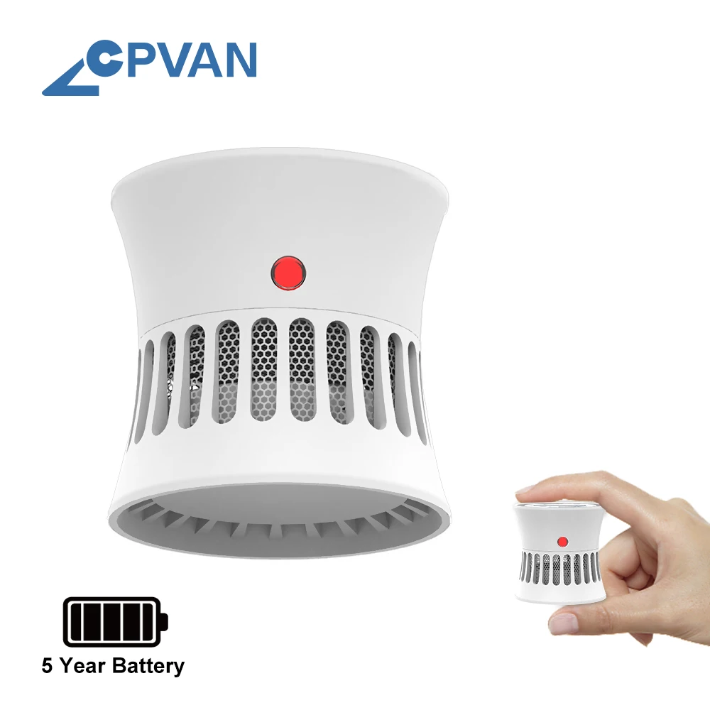 CPVAN-Detector de humo para seguridad del hogar, sistema de alerta contra incendios, 5 años de duración de la batería, 85db, alarma de humo con sonido, protección contra incendios