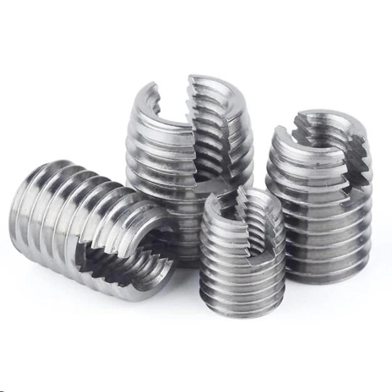 M2 M3 M4 M5 M6 M8 M10 Stainless Steel 302 Style Threaded Metal Thread Repair Insert Self Tapping Inserts Slotted Screw Threaded