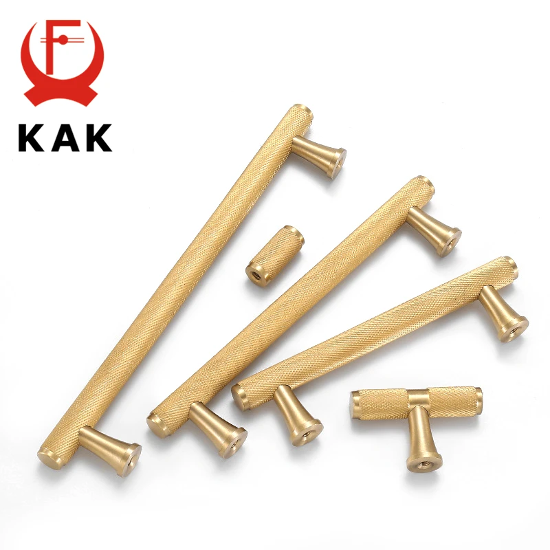 KAK Brass Cabinet Handles Luxury Gold Furniture Handles Copper Drawer Knobs Heavy Duty Wardrobe Door Pulls Cabinet Hardware