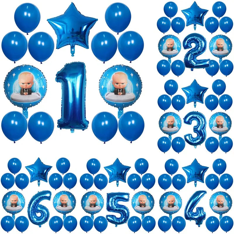 14pcs Cartoon Boss Baby Balloon 30 inch Number Foil Helium Balloons Baby Shower 1st Birthday Party Decoration Latex Air Globos