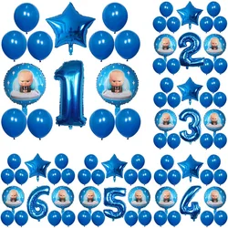 14pcs Cartoon Boss Baby Balloon 30 inch Number Foil Helium Balloons Baby Shower 1st Birthday Party Decoration Latex Air Globos