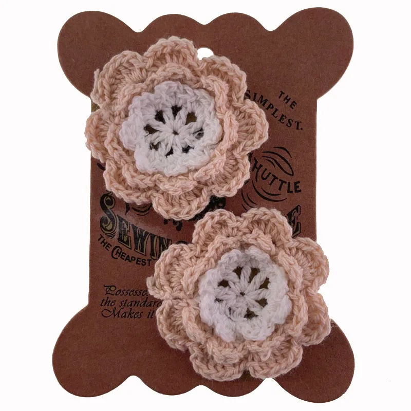 5 sztuk Handmade bawełna Knitting Crochet kwiaty na ubrania aplikacja DIY Craft Scrapbooking odzież akcesoria 5.0cm