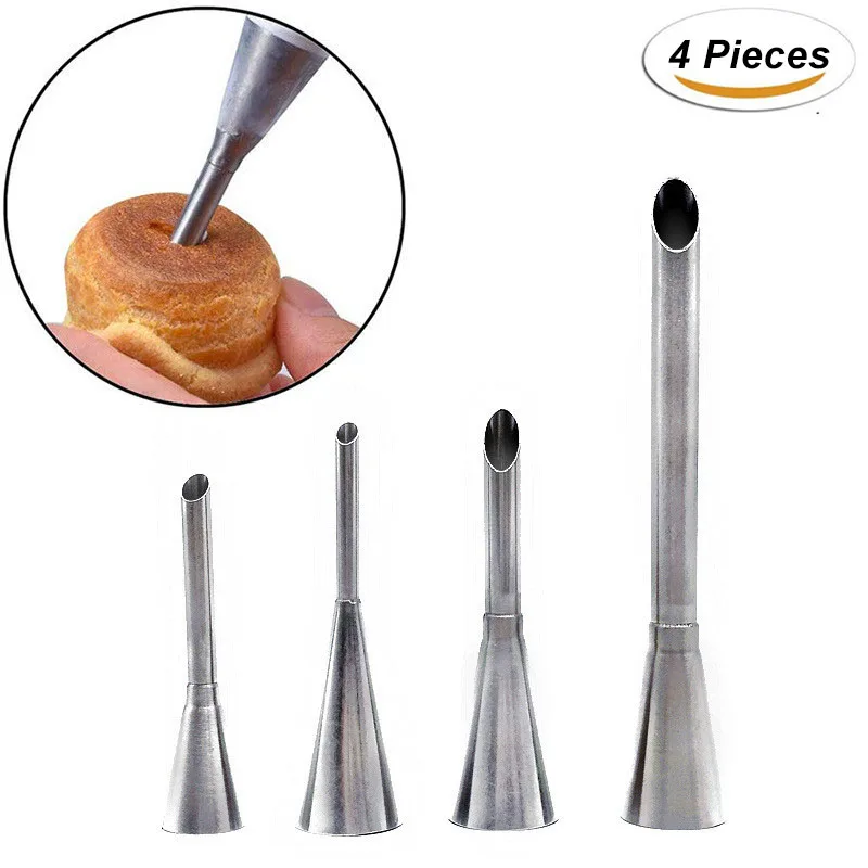 

4pcs/pack Cake Cupcake Decorating Piping Tip Set Stainless Steel Cream Puffs Decorating Squeeze Flower Mouth Pastry Baking Tool