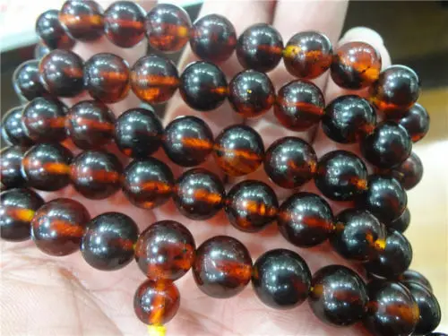 

Baltic Transparent Cherry Round Amber resin 108 Buddhist Necklace 10MM