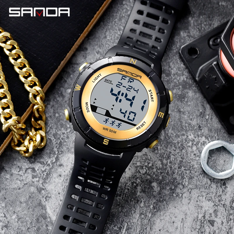 2020 SANDA 386 Top Brand Men Watches Sport Military Fashion Male Digital Quartz LED Watch For Boys Waterproof Cartoon Wristwatch