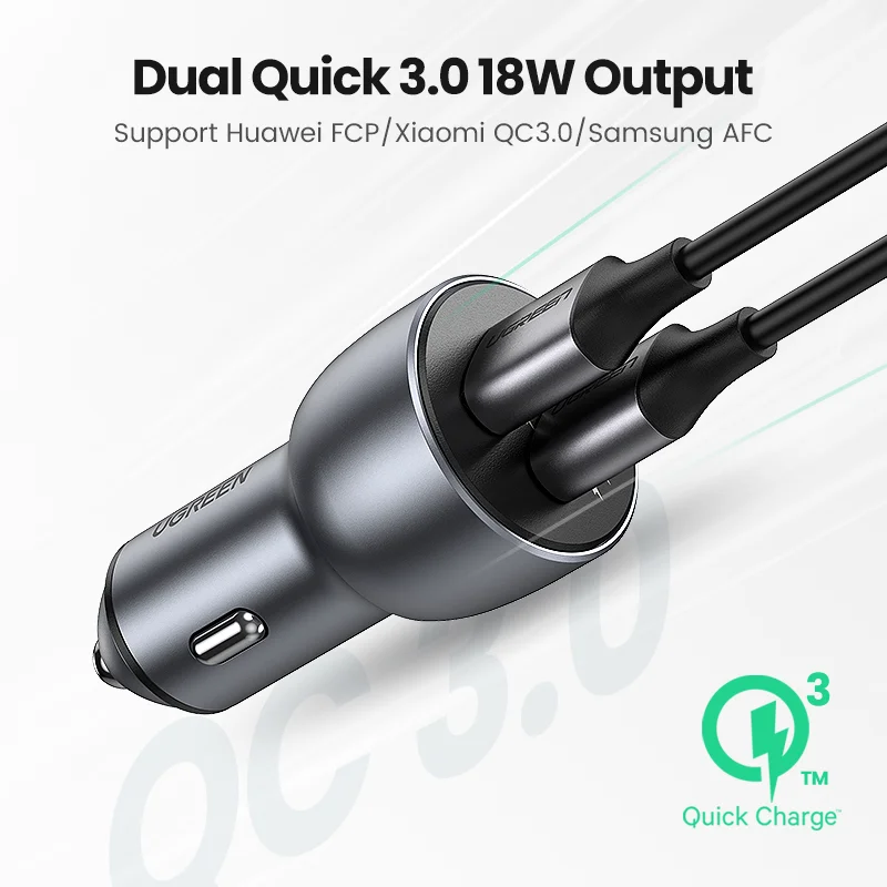 UGREEN Sạc Nhanh 3.0 Sạc USB QC 3.0 Xe Sạc Củ Sạc Nhanh Dành Cho Samsung Xiaomi Điện Thoại Di Động USB Cho Ô Tô sạc