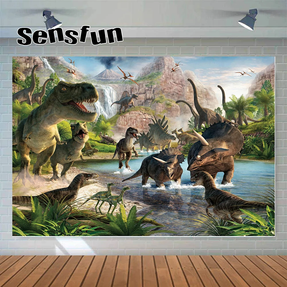 Sensfun Kỷ JuRa Thế Giới Nền Chụp Ảnh Phòng Thu Cho Sinh Nhật Bé Trai Tùy Chỉnh Hình Phông Nền Khủng Long Đồ Trang Trí
