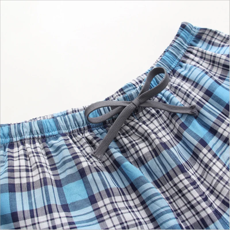 Summer Men 100% Cotton Sleep Shorts Casual Sleepwear Pyjamas Pants Male Plaid Home Nightwear Shorts Men Lounge Shorts M-XXL