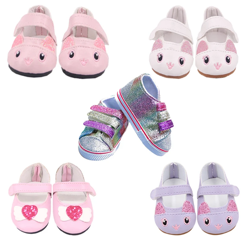 Scarpe da bambola da 18 pollici 7 cm Kitty CanvasPer 18 pollici americano e 43 cm Baby New Born Reborn Doll Generation Girl Toy 1/3 Blyth BJD