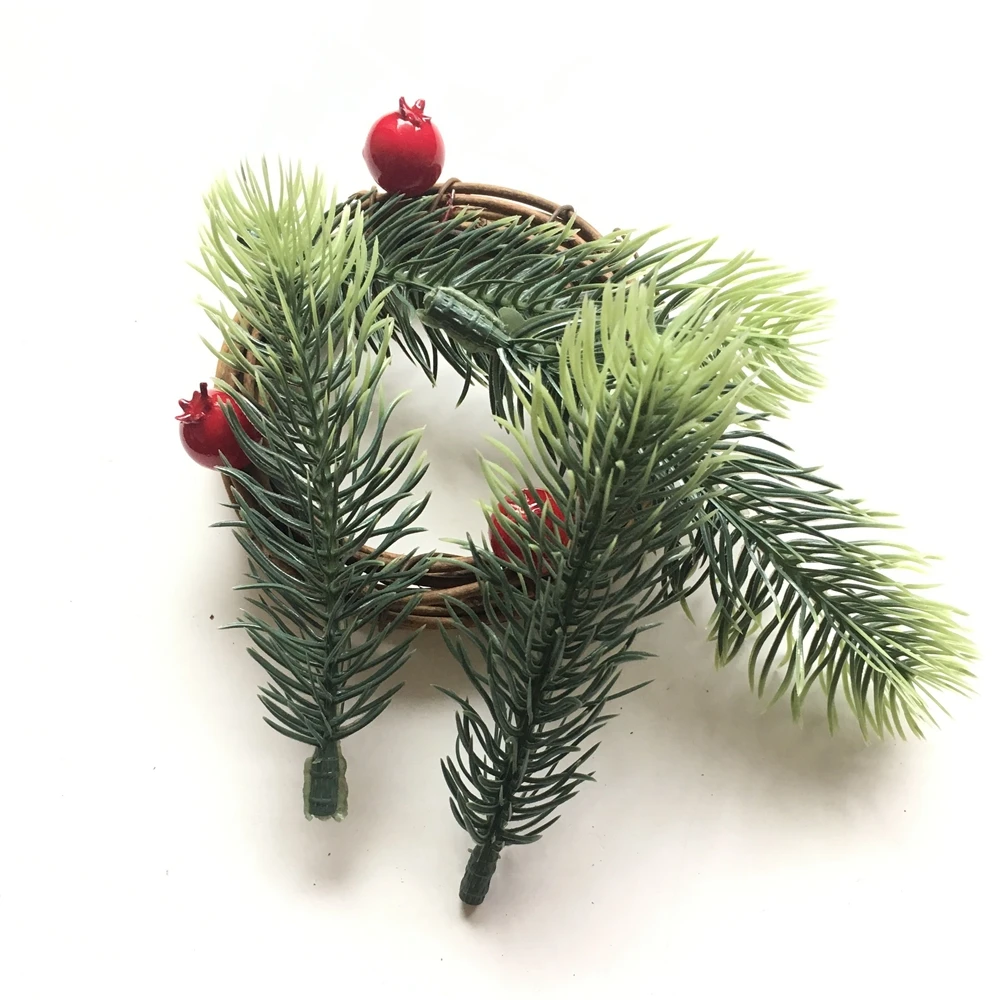 50 Stück Kunststoffpflanzen, künstliche künstliche Tannenzweige, Weihnachtsbaum, Hochzeit, Party, Dekorationen, DIY, Handwerk, Zubehör, Geschenkbox – Detail 3