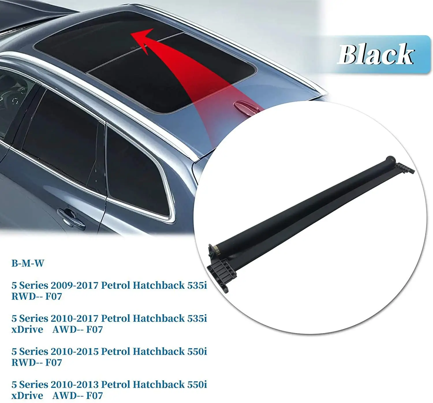 AP03 Black Sun Shade Sunroof Curtain Cover For BMW 5 Series Gran Turismo F07 535i 550i 54107237593 54107237592 54107237591