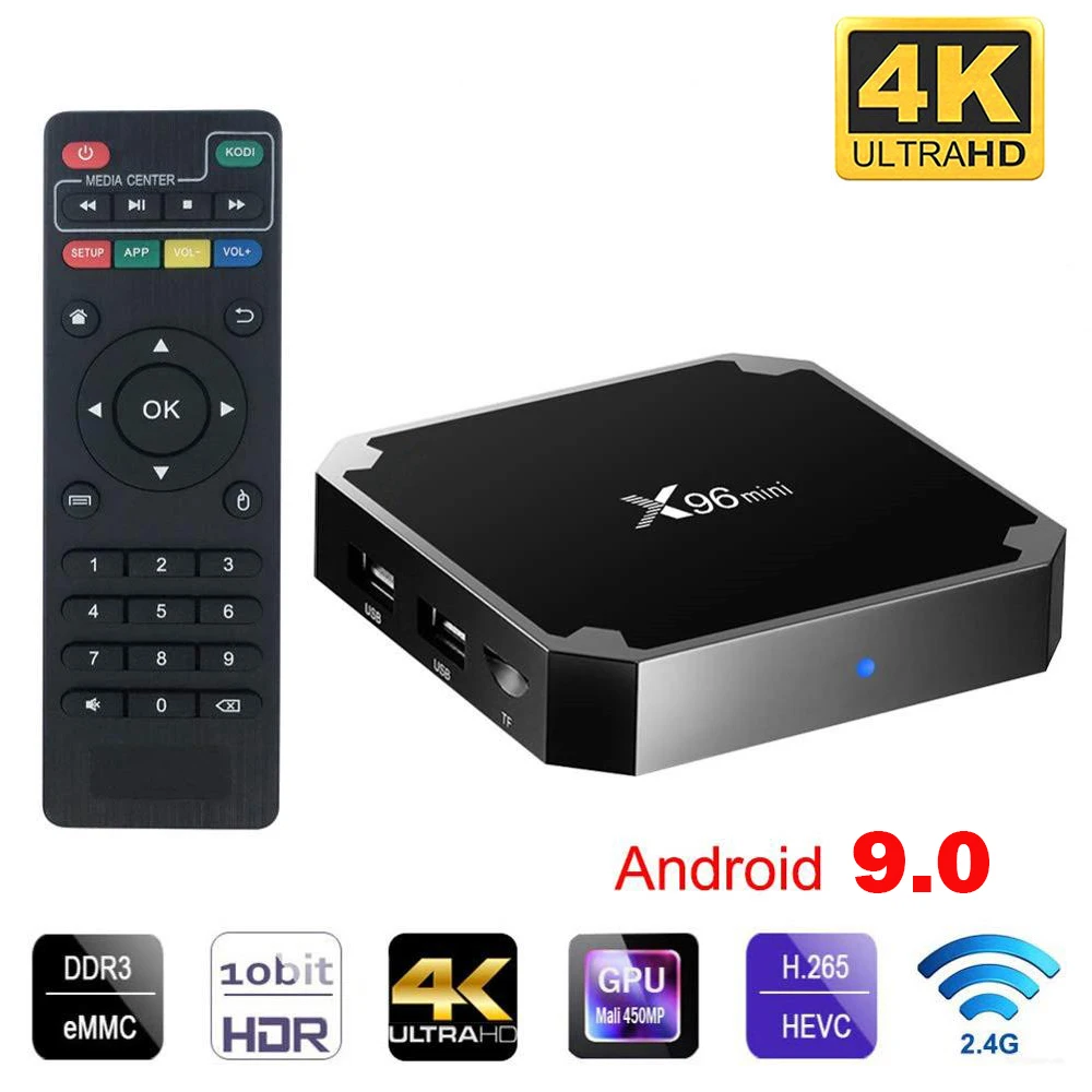 X96 mini Android 9.0 Smart tv box 2.4G Wifi S905W Quad Core 4K 1080P Full HD Netflix Media Player 64 bit X96mini Set-Top Box