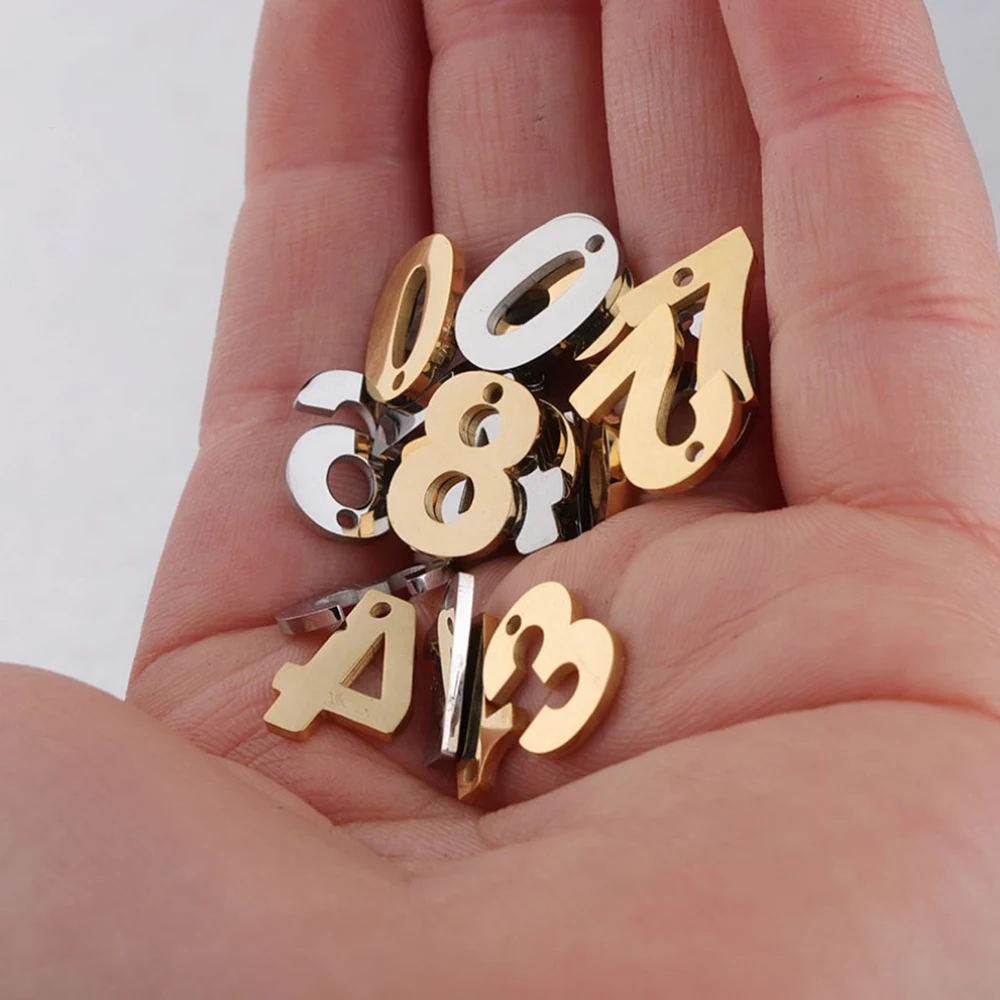 20pcs/Lot High Quality Number Charms Stainless Steel Mirror Polished Pendants For DIY Making Necklace Bracelet Accessories