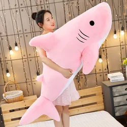Giant Fuzzy Plush Shark Toy Star Embroidered Sea Animal Doll Blue Pink Grey Snuggle Buddy Chirstmas Children Gift
