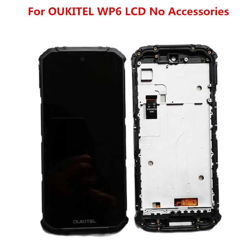 Original Oukitel WP6 LCD Display With Frame Touch Screen Digitizer+ Fingerprint Assembly Replacement Glass