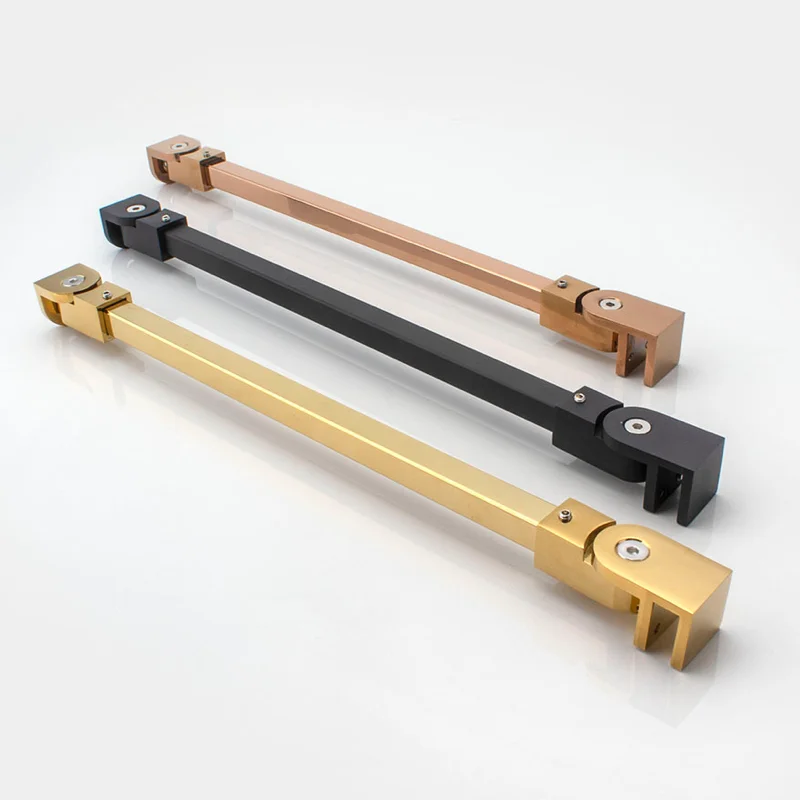 Universal adjustment shower room glass pull rod support frame stainless steel glass perforation-free fixed rod image 2