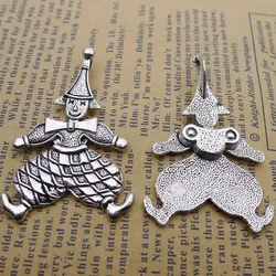 4Pieces 31x48mm Antique Silver Color Circus Clown Charms Pendant For Jewelry Making DIY Jewelry Findings