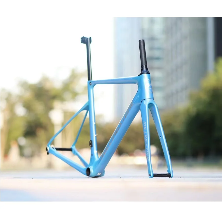 Rolling Stone Carbon Disc Brake Road Frame Set with Seat Post, Blue, 46.5cm, 49cm, 52cm, 55cm