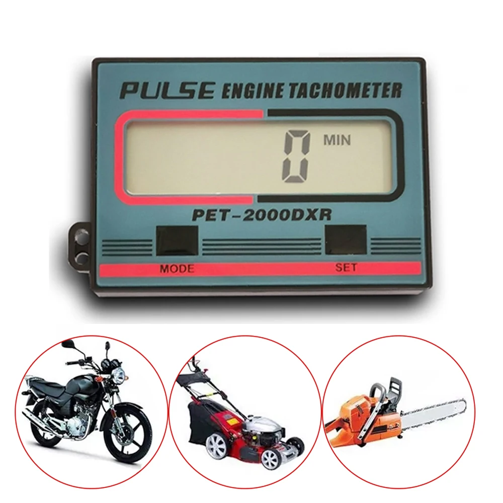 ATV Handheld Digital Car Engine Hour Meter Tachometer Gauge 2&4 Stroke Engine Spark Plugs LCD Display Motorcycle Lawn Mower