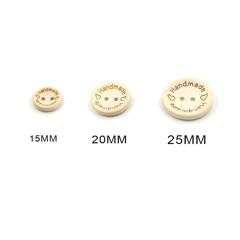 50pcs 2 Holes Natural Wooden Buttons for Clothes Decorative Button Diy Handmade 2 Eyelets Bottons Sewing Accessories3