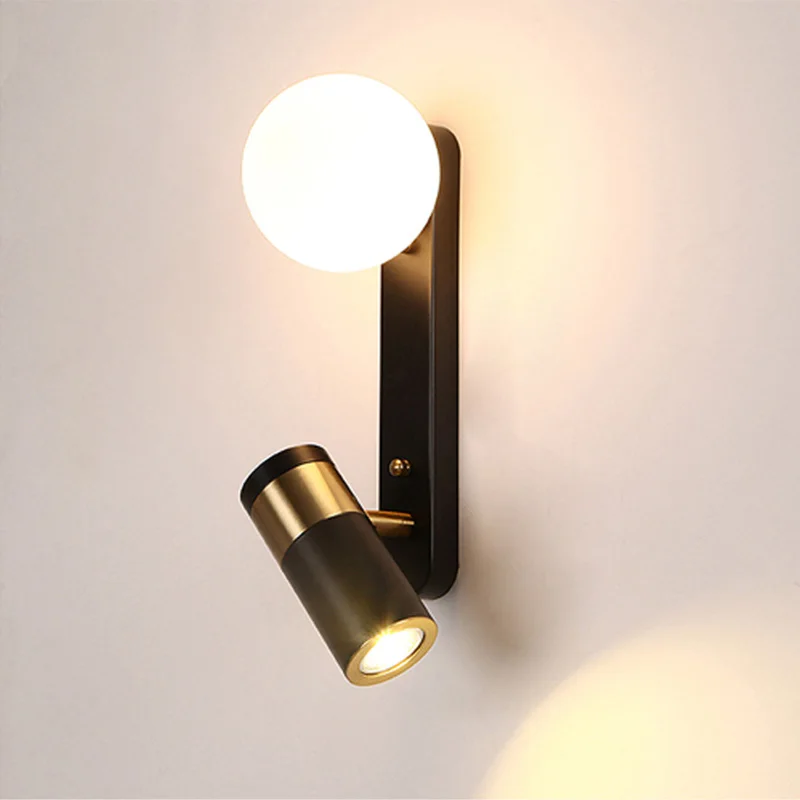Postmodern glass wall lamp Bedroom Study Reading Lamp rotating Metal Wall Lamp indoor indoor deco design nordic bedside lamp