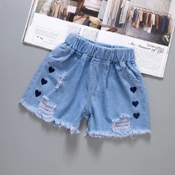 2025 Summer Kid Short Denim Shorts For Girls Fashion Girl Short Princess Jeans Children Pants Girls Shorts Flower Girls Clothing