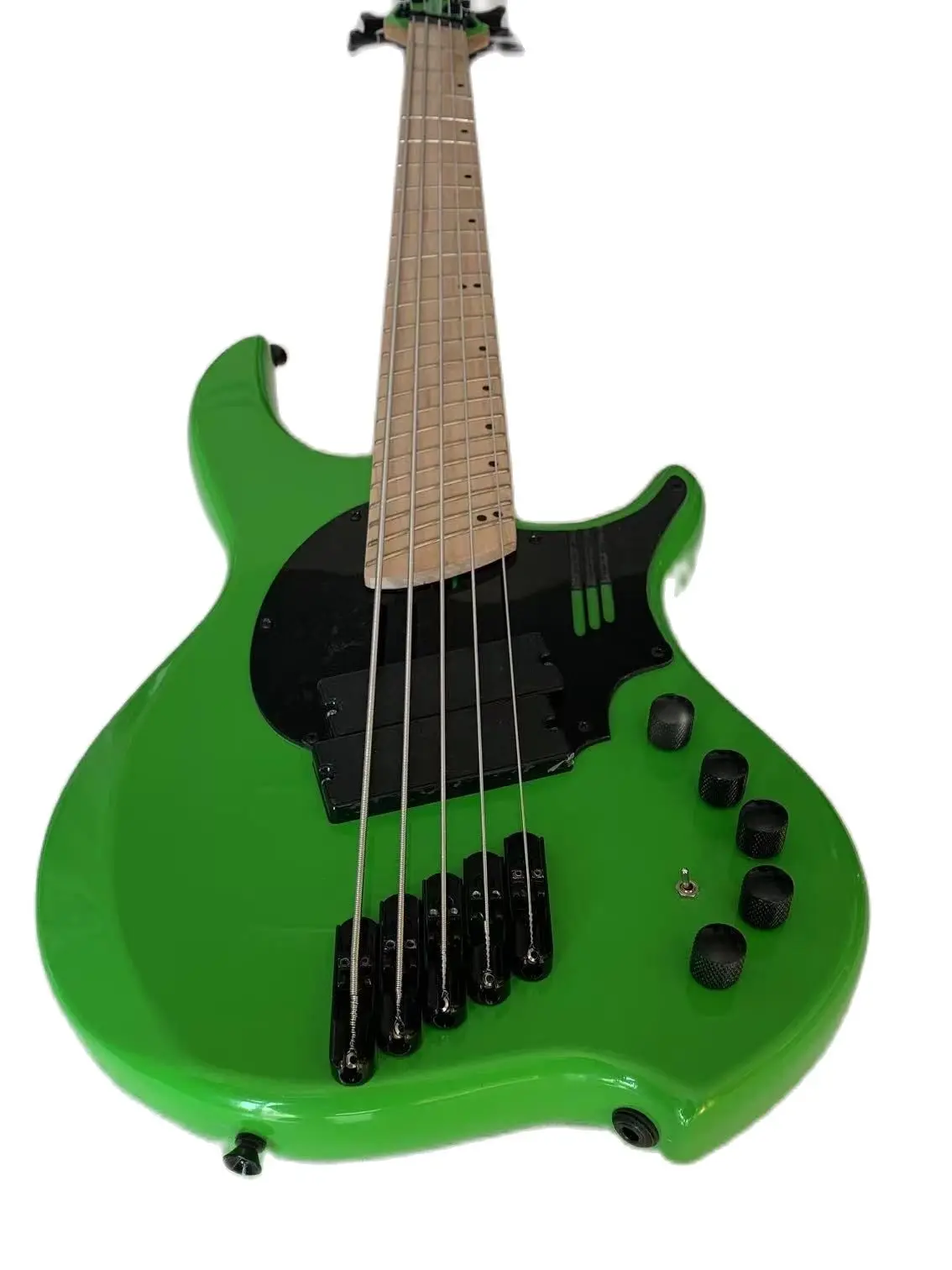 DW High-end custom oblique 5-string bass, fluorescent green body, Oblique fingerboard, 34-inch treble, 37-inch bass, black hardw