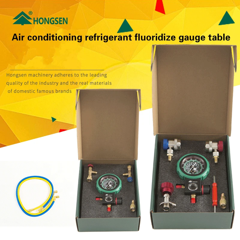 HONGSEN High  and Low Pressure Air Conditioning Refrigerant Fluoridize Gauge Table R32 R410 R22 Liquid Meter Gauge