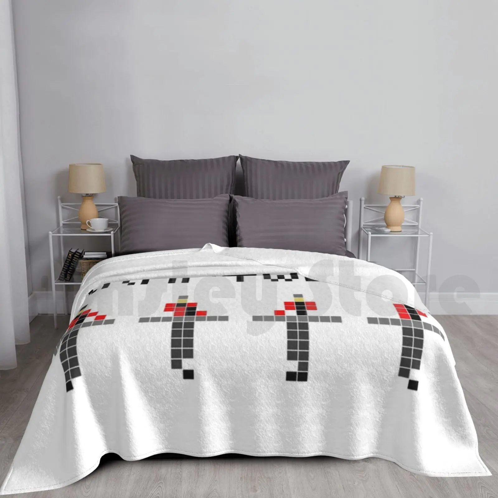 Pixelated Robots Blanket For Sofa Bed Travel Synthpop Synth Pop Periodic Table Of Synthpop 80s Ebm Eighties