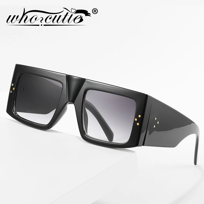 Vintage Black Square Sunglasses Women 2020 Brand Design Rivet Thick Frame Retro Flat Top Clear Lens Sun Glasses Shades Men S276